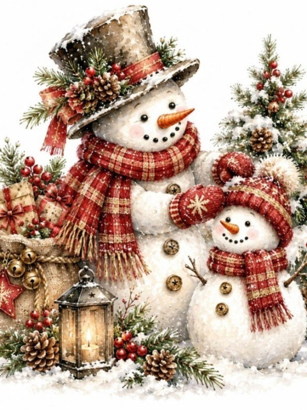 Festive Red Snowman 8x10 Print